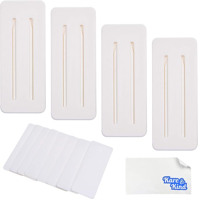 Self Adhesive Power Strip Holder 4 Pack - No Drill Extension Block Wall Mount Fixator - Easy to Install Sliding Design - for Home, Kitchen, Office - Attaches to Wood, Plastic, Metal, Ceramic