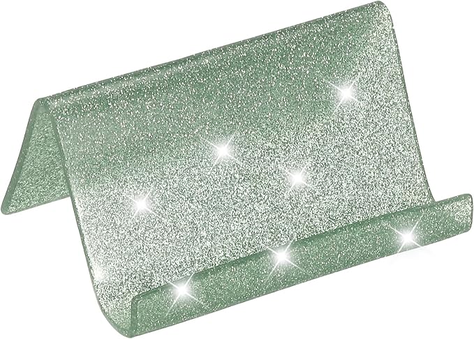 PATIKIL Business Card Holder for Desk, Acrylic Business Card Holders Shine Card Stand Organizer Cards Display for Office Exhibition, Light Green