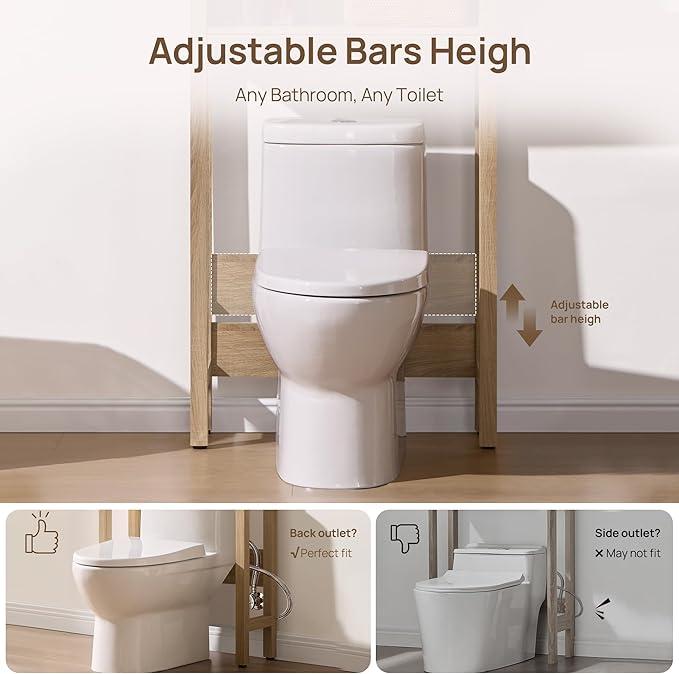 SICOTAS Over the Toilet Storage Cabinet, Rattan Door Bathroom Organizer | Freestanding Bathroom Organizer with Adjustable Shelf, Over Toilet Storage Cabinet for Bathroom, Laundry Room, dnd Restroom
