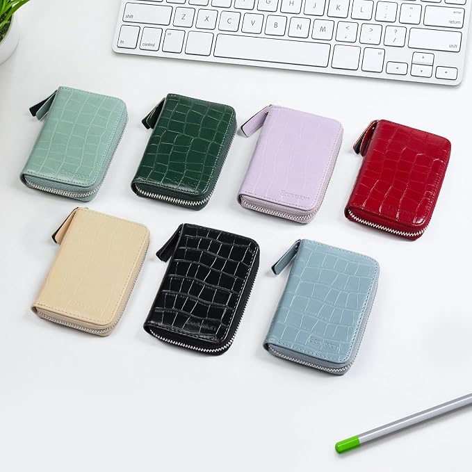 Credit Card Wallet, RFID Card Case Wallet, Zipper Card Cases Holder for Men Women, RFID Blocking, KeyChain Wallet, Compact Size Card Organizer Case for Women