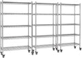 5 Tier Wire Shelving 3 Pack | 33”W Storage Shelves with Wheels | 1500 LBS Metal Shelving | Garage Shelving Units and Storage | Wire Rack Adjustable Layer Height | Electroplated Silver | 33”W×13”D×73”H