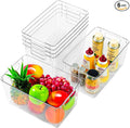 Freebat 6 Pack Large Clear Plastic Storage Bins,Plastic Containers with Handle for Pantry Organizer and Storage,Perfect for Kitchen,Fridge,Cabinet, Closet,Bathroom Under Sink Storage