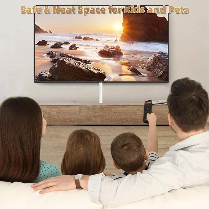 39" Side Open One Cord Hider (<1/4") for Wall Mounted Tv,Silicone Flexible Cable Cover to Hide Conceal Cords Along Wall,Wire Raceway Management Cable Concealer Channel,Electric Cord Organizer,White