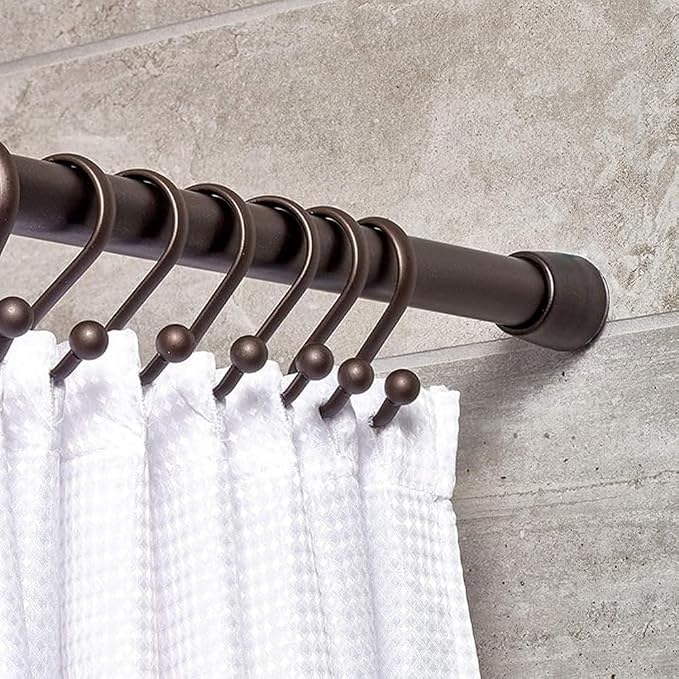 iDesign Cameo Metal Tension Rod, Adjustable Customizable Curtain Rod for Bathtub, Shower Stall, Closet, Doorway, 43-75 Inches,Dark Bronze | For Bathtub, Shower Stall, Closet