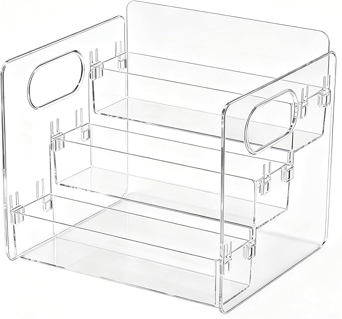 3-Tier Acrylic Spice Rack for Spice, Condiment Jars & Vitamin Bottles | Multipurpose Spice Rack for Cabinets & Countertops, Stores Spice Jars, Baking Goods & Pill Bottles, Clear View Quick Access