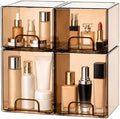 Baby Bottle Organizer, 4 Pack Tea Brown Acrylic Stackable Storage Drawers, Baby Bottle Storage Organizer for Countertop, Nursery, Vanity & Cabinet