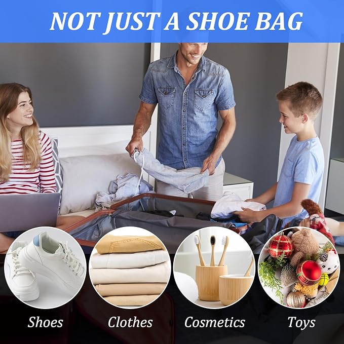 Tyqour 2 Pack Travel Shoe Bags for Storage Shoe Bag for Gym Reusable Shoe Bags Shoe Covers for Travel with Zipper Travel Essentials Women Men for Sport, Grey