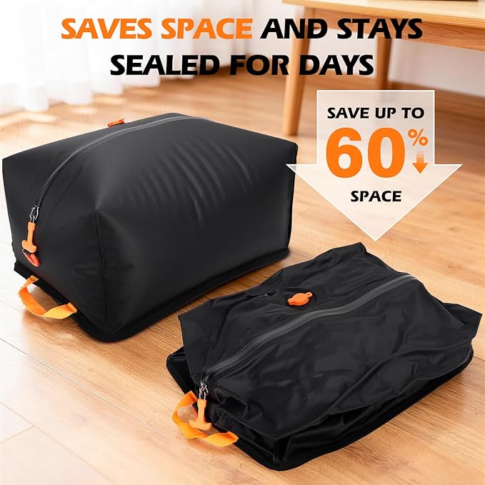 Fantictas Vacuum Travel Bags Kit (2 Pack) - 18L Waterproof & Tear Resistant Travel Compression Bags with Wireless Vacuum Pump for luggage & Backpacks, Space Saving Vacuum Storage Bags
