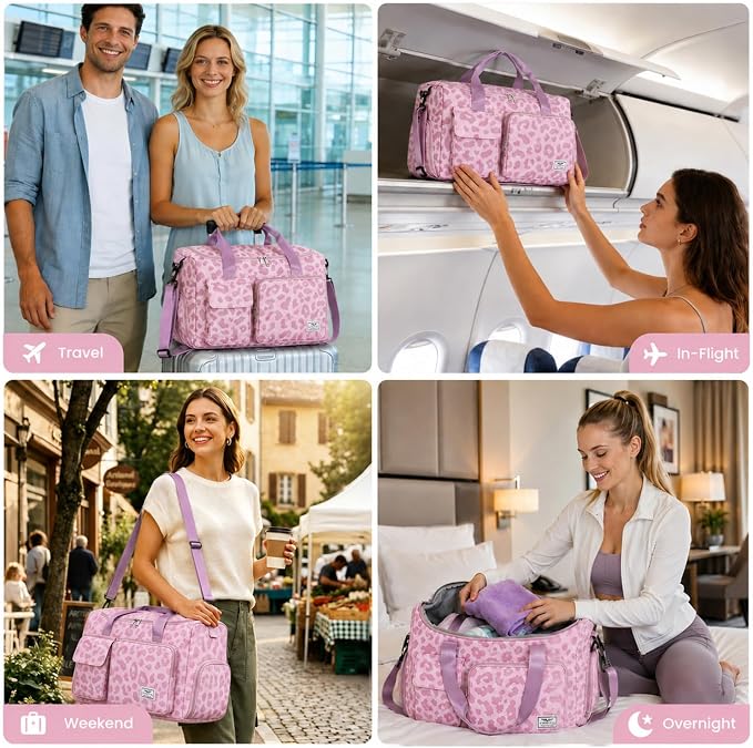 FIORETTO Women's Gym Duffle Bag with Shoes Compartment, 30L Capacity, Ideal for Travel, Gym, Sports, Duffel, Weekender