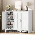 HOOBRO Shoe Cabinet for Entryway, 42.1" Large Shoe Storage Cabinet with 3 Doors, Adjustable Shelves Shoe Organizer for 16-20 Pairs, Freestanding Shoe Rack for Entryway, Hallway, Closet, White