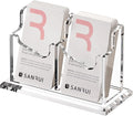 SANRUI Vertical Business Card Holder for Desk，Clear Acrylic Business Card Display Stand，2 Slots 1 Tier ，Holds 100 Cards