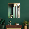 Head West Nordic Gold Stainless Steel Metal Framed Vanity Mirror, Accent Decorative Mirror for Wall Decor, Rectangle Modern Bathroom Mirror for Over Sink, Bedroom, Living Room Entryway Hallway 30"x36"