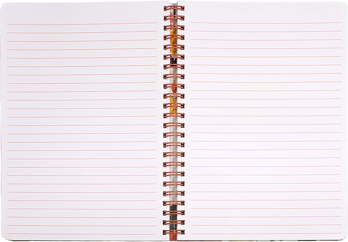 Steel Mill & Co Cute Mini Spiral Notebook, 8.25" x 6.25" Journal with Durable Hardcover and 160 Lined Pages, Orange Floral