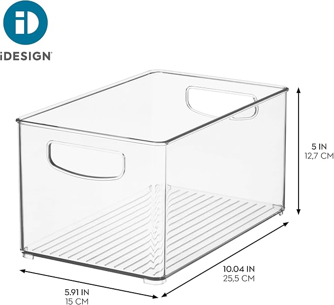 iDesign Stackable Clear Plastic Bin, 2-Pack | Kitchen Organizers and Storage, For Fridge and Pantry