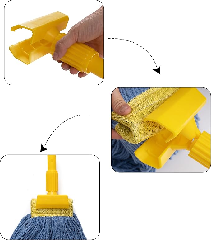 Matthew 2Pcs Commercial Mop Head Clamps Mop Clip Mop Handle Part,Quick Change Head Mop Handle,Detachable mop Head clamp Wax Mop Plastic Color Separation (Yellow)