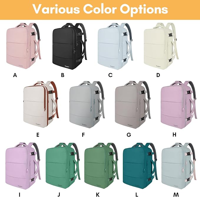 Taygeer Backpack for Women, College Backpack with Laptop Compartment 40l | Travel Laptop Mochila Carry On Luggage with Shoe Pouch, Airline Approved Personal Item Bag for Weekender Hiking, Khaki White