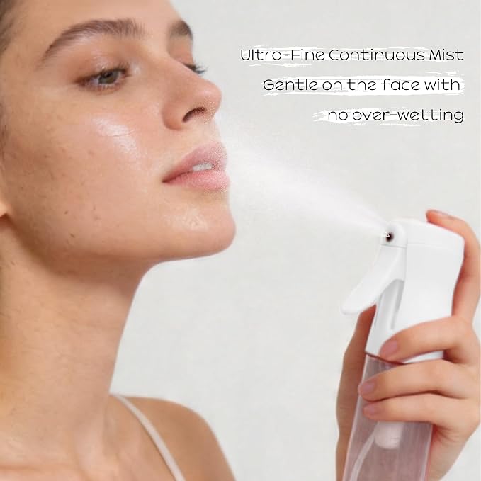 Spray Bottle for Hair, 2 Pack 95ml Small Continuous Water Mist Spray Bottle, Ultra Fine Mist for Face, Hairstyling, Salon, Cleaning, Toners, Hydration & Makeup, Travel Size Leak-Proof Bottles White