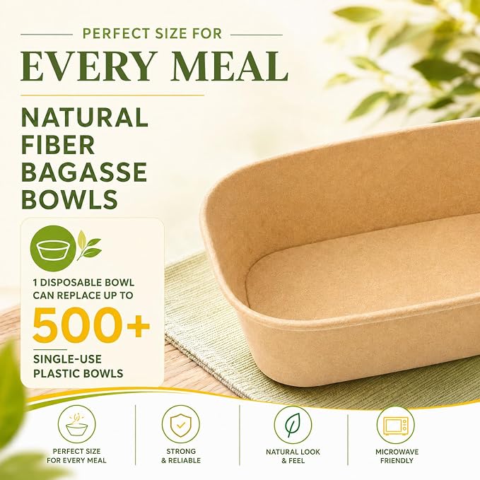 Holotap 50 Pack 33 OZ Disposable Kraft Paper Bowls with Lids【with Spoons and Forks】,Disposable Food Containers, Microwave Safe for Hot Soup, Disposable Meal Prep Containers for Restaurant Supplies