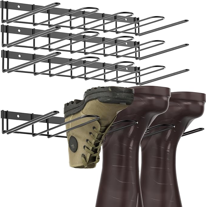 Wader Boot Hanger Wall Mount - Sturdy Metal Boot Rack (8 Pair) | Save Space for Tall Boots and Cowboy Boot, Helps Dry and Prevent Wrinkles on Your boots, for Entryway, Garage, Indoor