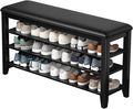 Taitiy Shoe Rack Bench Entryway Storage, Shoe Organizer Bench for Entryway, Ideal for Front Doors Entrances Hallway Mudroom Featuring Rubberwood and 3 Height-Adjustable Removable Shelve