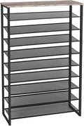 HOOBRO 10-Tier Shoe Rack for Entryway, 39.4" L Shoe Storage Organizer, Large Capacity Shoe Shelf for Closet, Front Door Entrance, Hallway, Holds 45-50 Pairs of Shoes, Greige and Black BG171XJ01