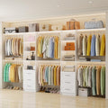 Closet System with 6 Drawers, 6FT-12FT Closet Organizer System with Cuttable Shelves Walk in Wooden Closet Storage System with 6 Hanging Rods Modular Closet, 2 Sets White