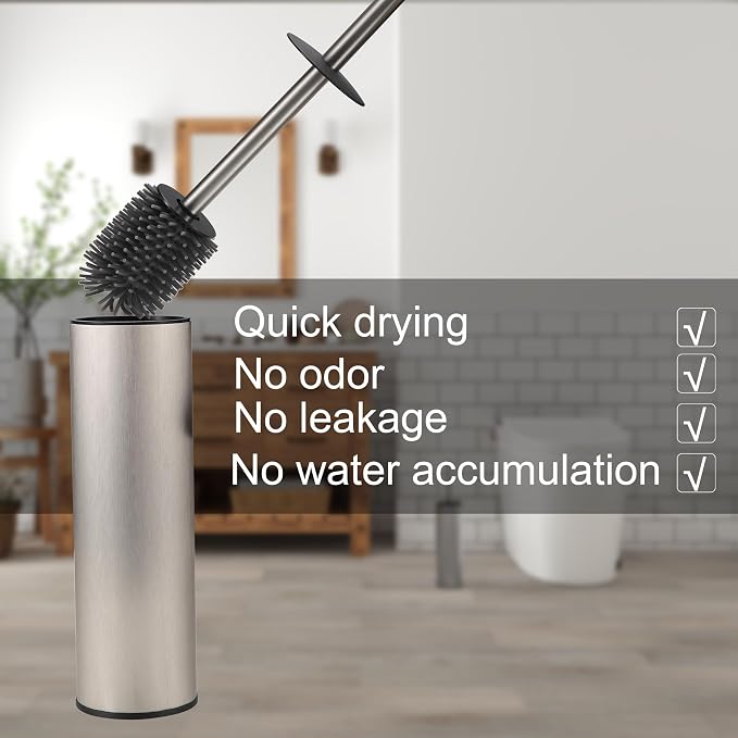Toilet Brush and Holder,Stainless Steel Toilet Brushes for Bathroom with Holder 2pack Brushed Nickel