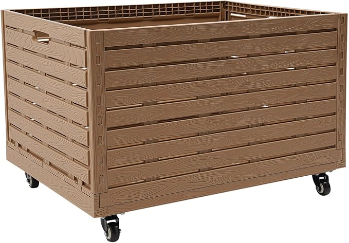 Collapsible Rolling Crate on Wheels,Heavy Duty Foldable Storage Bin,440lbs Capacity Plastic Furniture Moving Dolly Cart for Travel Shopping (1PCS)