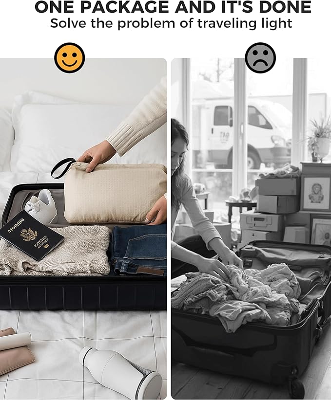 Compression Travel Laundry Bag for Dirty Clothes, Pump-Free Laundry Bag for Suitcase & Dorm, Waterproof Wet Dry Clothes Organizer, Large Capacity Space Saving Travel Bag (1 Pcs)(Gray, L)