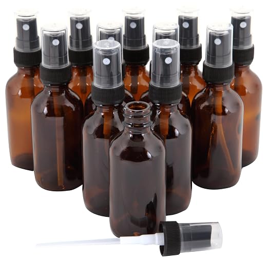 Vivaplex Amber, 1oz Glass Bottles, with Black Fine Mist Sprayers - 12 pk