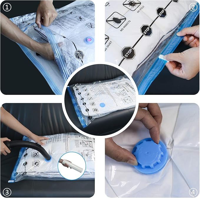 Amazon Basics Vacuum Compression Storage Bags With Hand Pump | Jumbo, 6-Pack
