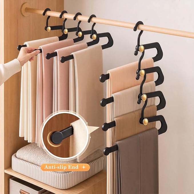 Hangers for Pants 20-Pack, Space Saving Closet Organizer for Jeans Slacks,Non-Slip Hanger for Leggings,Jeans, Slacks, Scarves (Black)