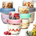 8+4 oz Glass Parfait Cups with Lids 4 Pack Yogurt Container Reusable | Dry Wet Separation, Overnight Oats Containers,Chia Pudding,Nuts, Fruit,Granola Toppings,Meal Prep Jars