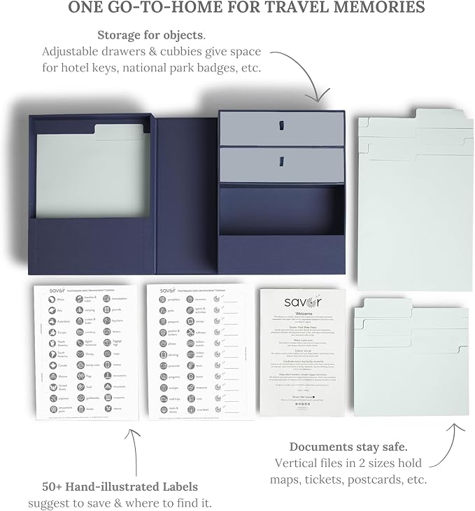 Savor | Personalizable Travel and Adventure All-in-One Organizer | One Convenient Home to Keep Your Travel and Adventure Keepsakes, Disney Mementos, Guides, Maps, Photos, Badges and Souvenirs Safe