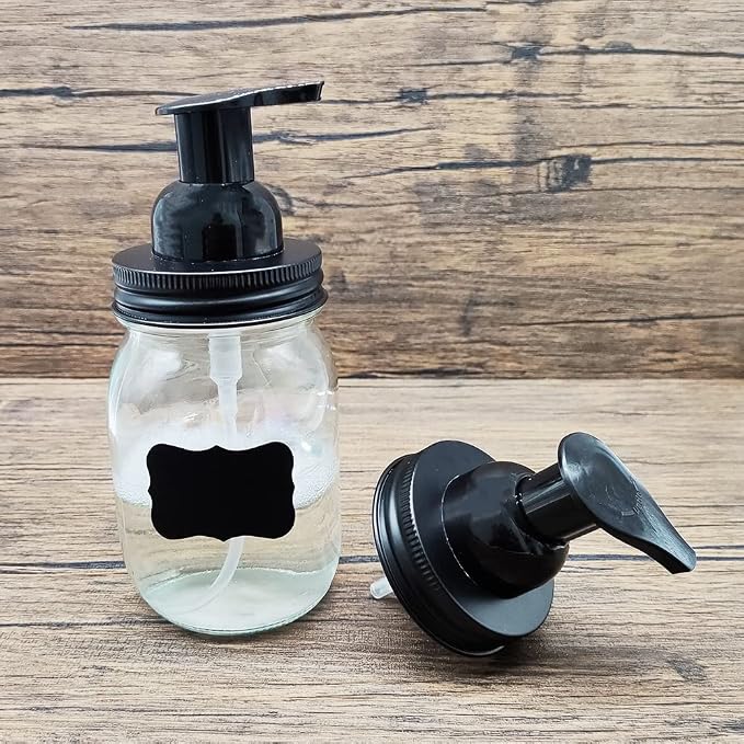 Mason Jar Foaming Soap Dispenser Pump fit Regular Mouth,Rust Proof Stainless Steel Lid and BPA Free Plastic Foam Soap Pump-Hotel Bathroom Accessories