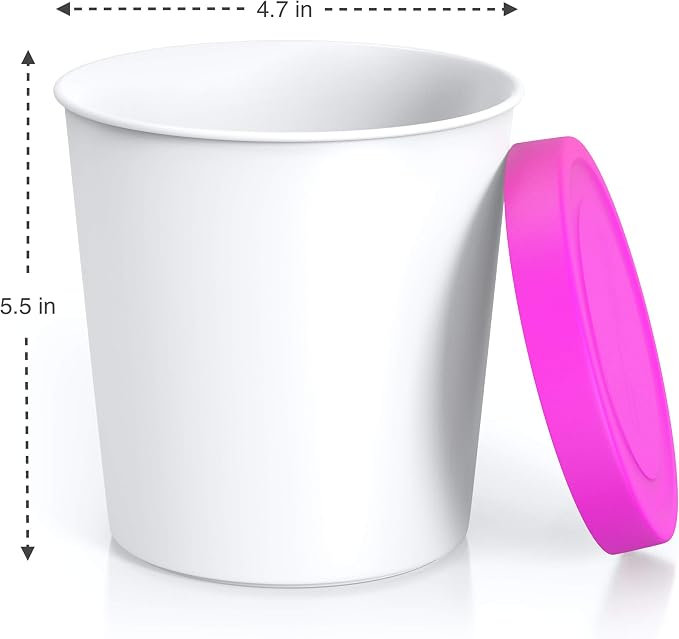 BALCI - Premium Ice Cream Containers (2 Pack - 1 Quart Each) Perfect Freezer Storage Tubs with Lids for Ice Cream, Sorbet and Gelato! - Pink