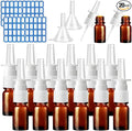 20 Pcs Nasal Spray Bottles, 5ML/0.17OZ 12 Pcs Brown Empty Glass Refillable Nasal Spray Bottle with 4 Funnels and 4 Labels