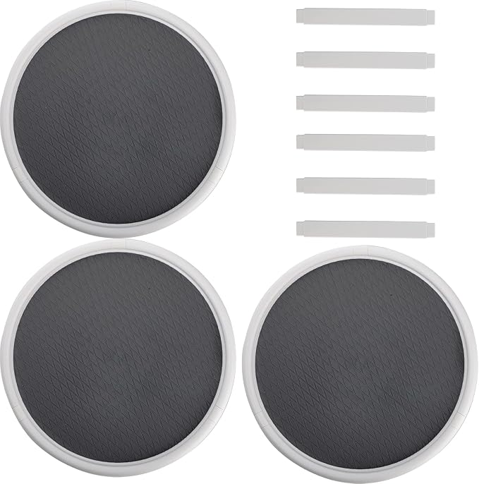 Yesland 3 Tier Lazy Susan Turntable - 12'' Round Tiered Rotating Kitchen Spice Organizer and Non-Skid Organization Storage Container - Tiered Tray for Fruit, Snacks, Cosmetic, Pantry, Bathroom(Grey)
