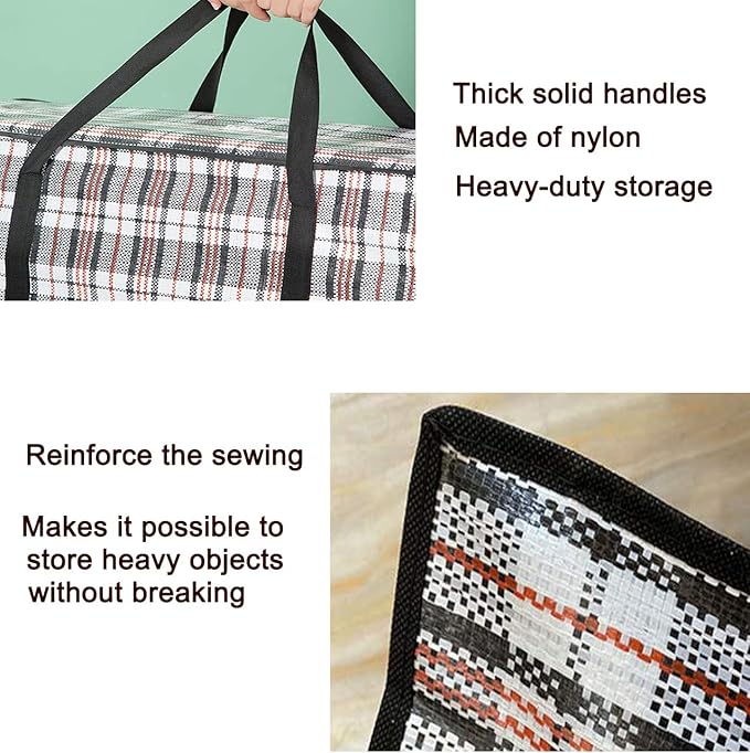 Heavy Duty Extra Large Moving Bags, 168L Jumbo Organizer Storage Bags With Durable Zipper, Water Resistant Totes, Carrying Bag, Camping Bag for Clothes, Bedding, Comforter, Pillow, Moving(Set of 4)