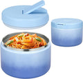 Pawtong 12oz Insulated Vacuum Food Jar with Buckle Lid Wide Mouth Soup Thermo for Hot Food Kids Leakproof Stainless Steel Lunch Container (Gradient Blue, 12OZ)
