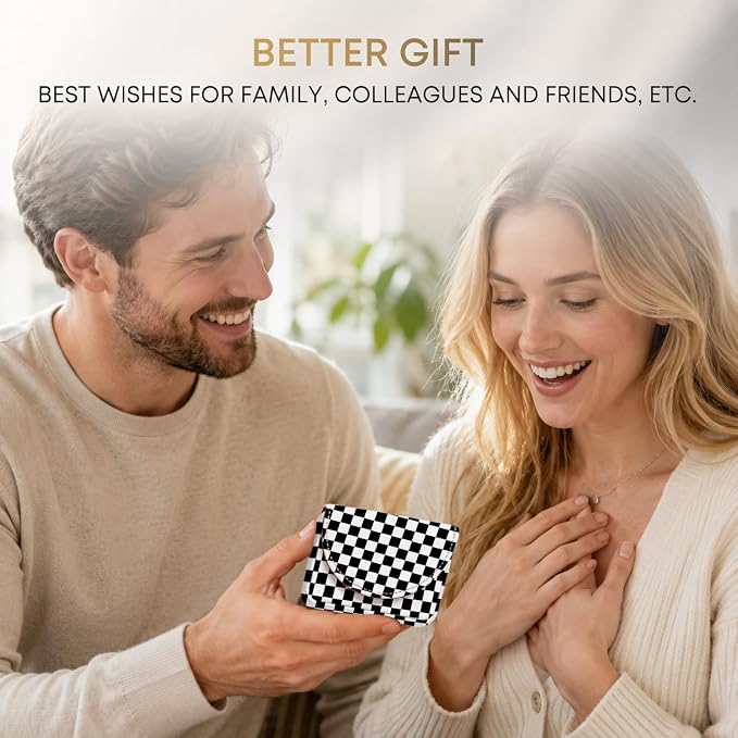 Business Card Holder，PU Leather Business Card Case Wallet Checkered | Pocket Travel Name Card Case for Men and Women Gift，Portable Magnetic Business Card Carrier for Purse