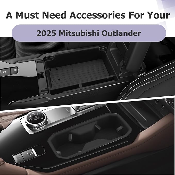 LUWU 2025 Outlander Accessories Compatible with 2025 Outlander Center Console Organizer Armrest Storage Box Tray Organizer Cup Holder Insert Drink Holder 2-Pack [NOT for 2025 Outlander PHEV&Sport]