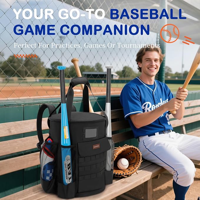 Baseball Bucket Backpack for 6 Gallon Bucket, Durable Softball Coaches Bag | Baseball Coaching Accessories Organizer with Pockets for 2 Bats, Gloves & Scoreboards, Tactical Gear for Practice & Games