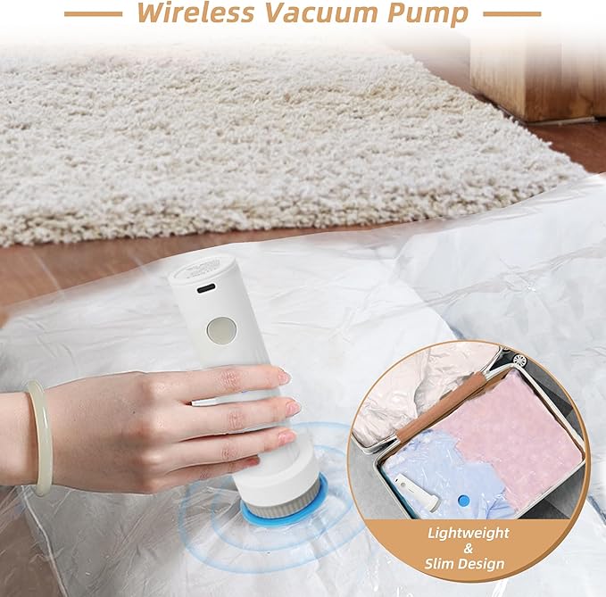 15 Pack Vacuum Storage Bag for Travel with Cordless Electric Pump, Combo | Carry-on Packing Bags for Luggage and Suitcase, Space Saver Compression Clothes Storage Bag with Rechargeable Pump (15 Combo)