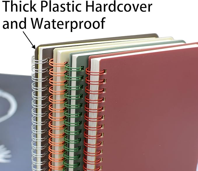 Yansanido Spiral Notebook, 4 Pcs 4 Color A5 Size Thick Plastic Hardcover 8mm Ruled Paper 80 Sheets (160 Pages) Journal for School and Office Supplies (4 Pcs A5)