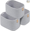 CHAT BLANC Cotton Rope Baskets for Organizing, Shelves, Toys, Storage, Shoe, Bathroom, Laundry, Towel, Nursery, Home Decor, Blanket, Cloth Woven Bins Fabric (Gray7, 15"x10"x9")