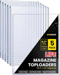 Life Magazine Toploaders 11x14.5 in, 7mm Capacity, 15 Mil 5 Pack | Archival Safe Rigid PVC Hard Magazine Protectors Sheet for Vintage Periodicals, Art Prints, Photo Storage Display, Blue Tint