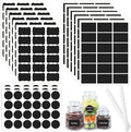 290 pcs Chalkboard Labels,Removable Blackboard Label Stickers,3 Assorted Shapes,with 2 White Chalk Marker,Erasable Reusable Waterproof Label for Storage Bin,Food Container,Mason Jars,Jars