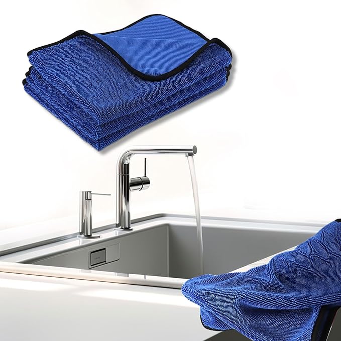 Longzhuo 3 Pack Microfiber Bath Towels, 15.7 x 15.7 Inches Microfiber Cleaning Cloth Towel Super Absorbent Microfiber Bath Towels, Streak Free Glass Window Car Mirror Bathroom, Perfect for Daily Use