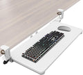 Ergonomic Keyboard Tray Under Desk, Pull Out with Adjustable C-clamp, 25.6 (31.5 Including Clamps) x 11.8 Inch Slide Out Computer Keyboard Drawer Mouse Tray for Typing, Large & White